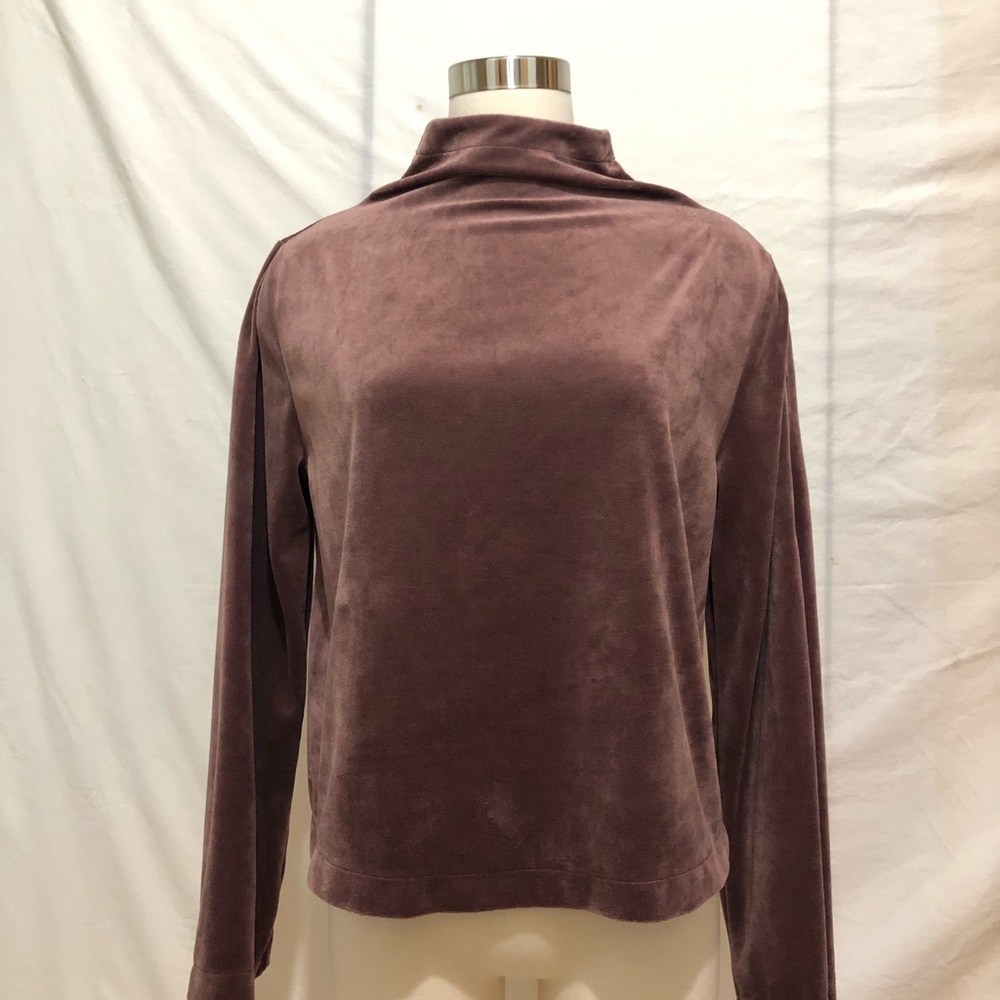 Velour turtleneck with zipper detail